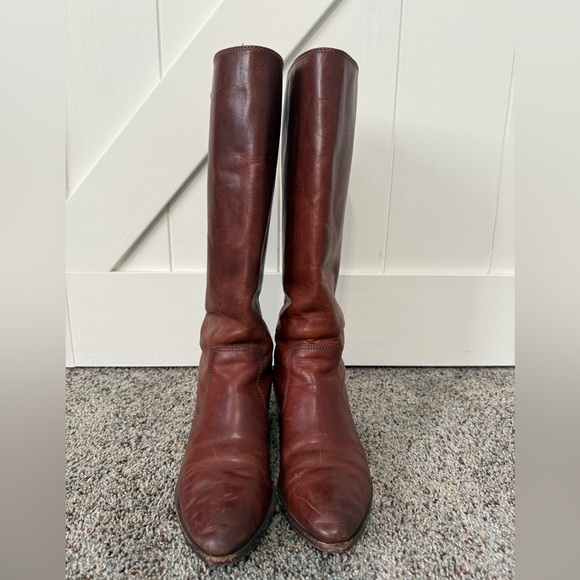 Frye Button Brown Leather Zip Riding 6M 3475894 - Picture 5 of 17